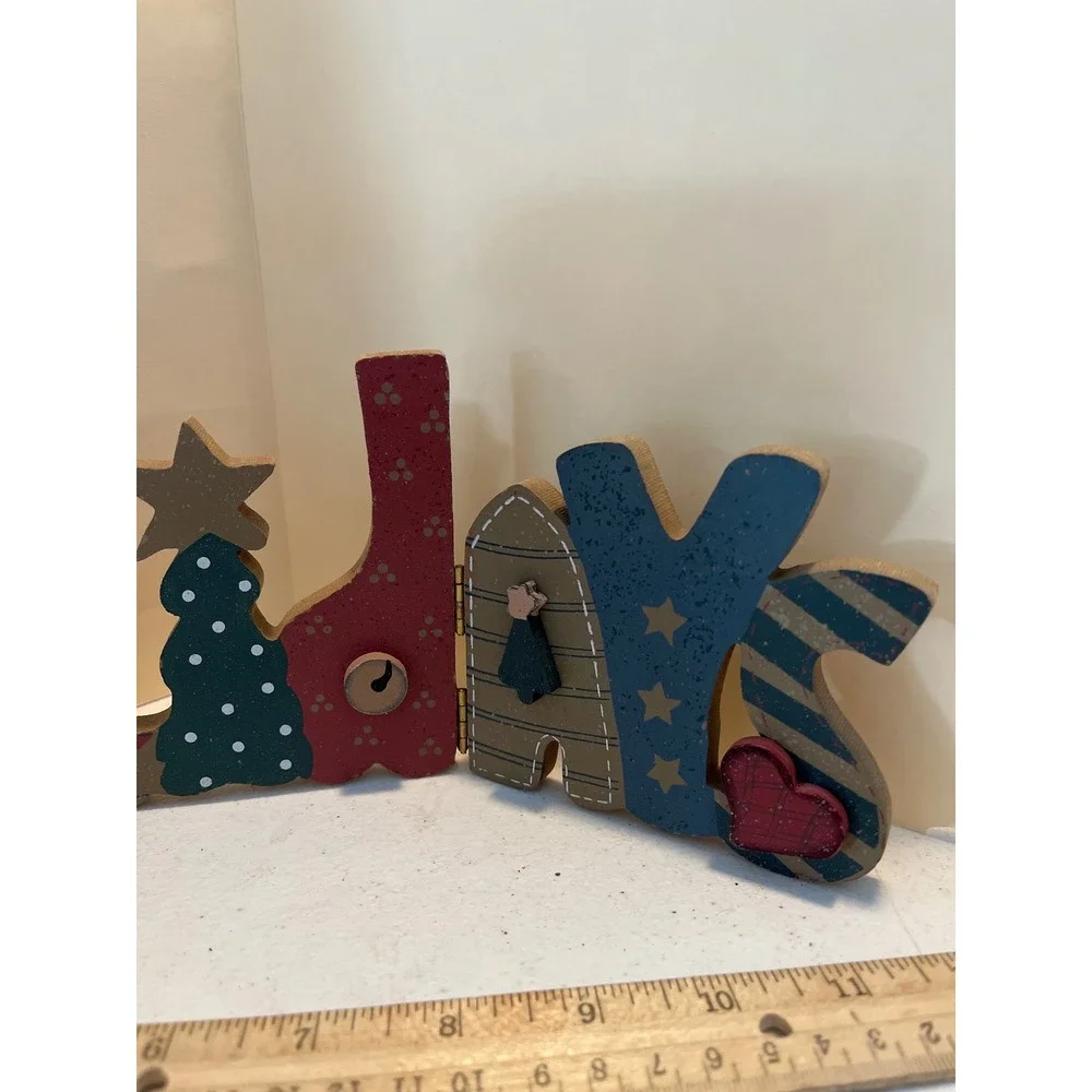 Rustic Wooden Holidays Folding Tabletop Sign Christmas Decor Snowman Tree 12in